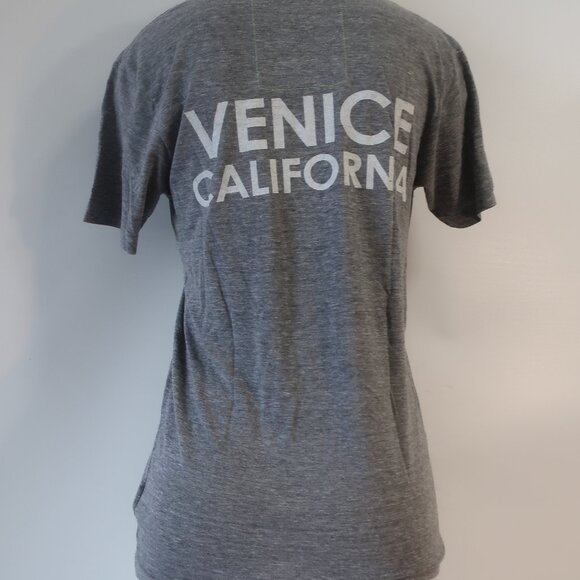 Womens Aviator Nation Gray White Venice California Graphic V-Neck T-Shirt Top M - Picture 4 of 7